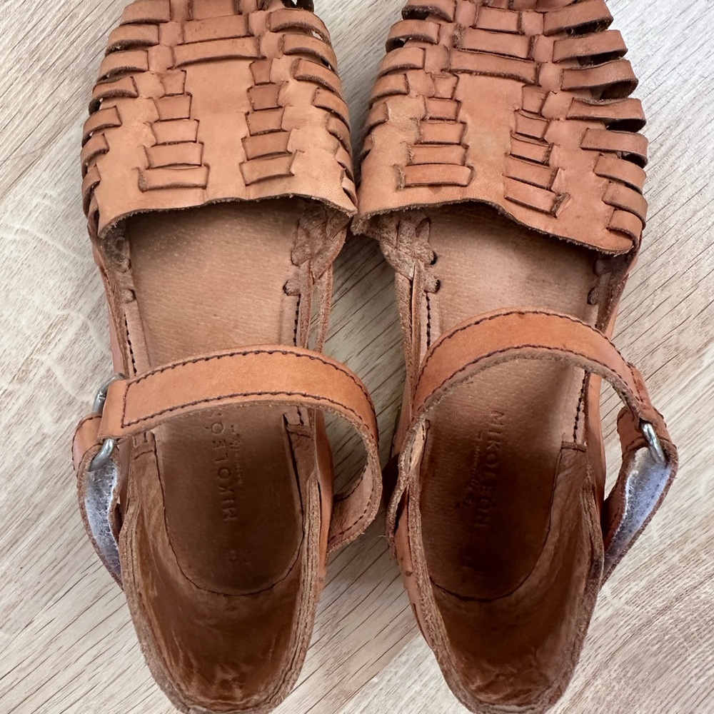 Tan Huarache Sandals leather with Ankle Strap girls size 29 Mikoleon